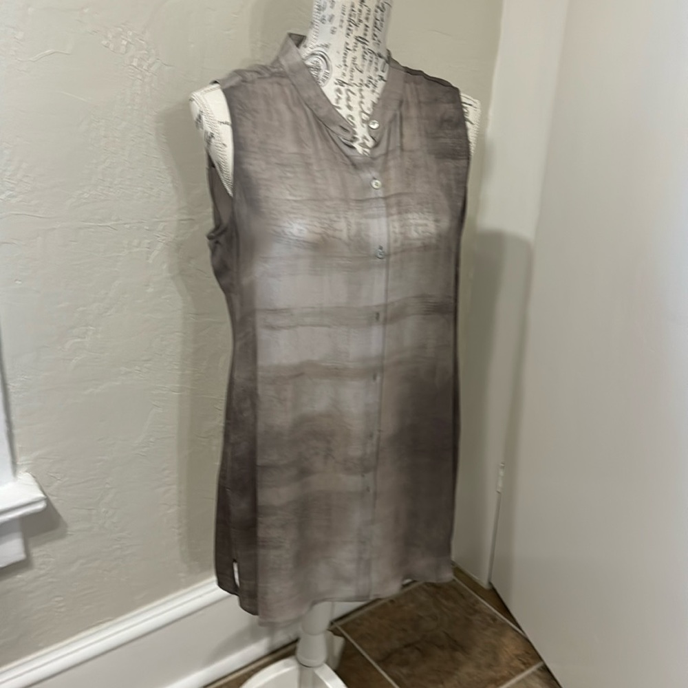 Eileen Fisher semi sheer silk tunic blouse small